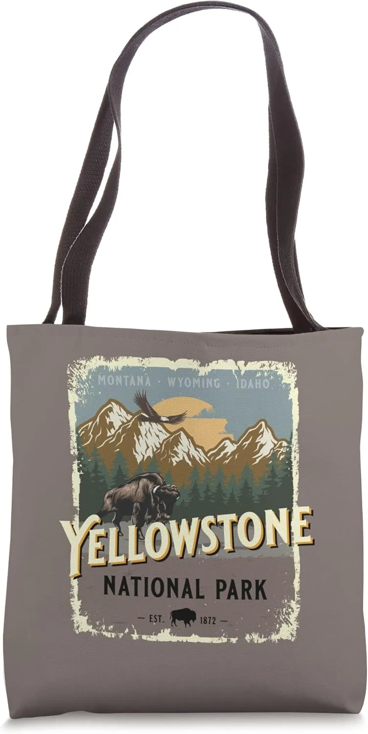 Yellowstone National Park Vintage Travel Poster Style Tote Bag