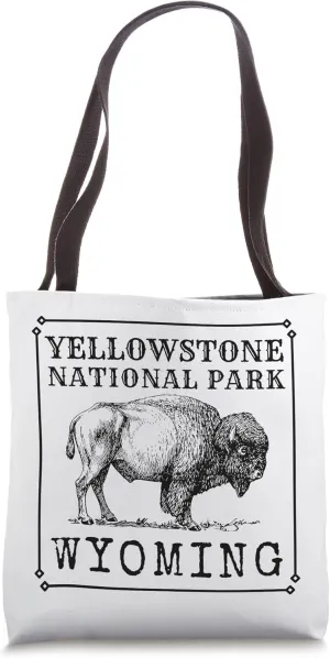 Yellowstone National Park Wyoming Buffalo Nature Hiking Tote Bag
