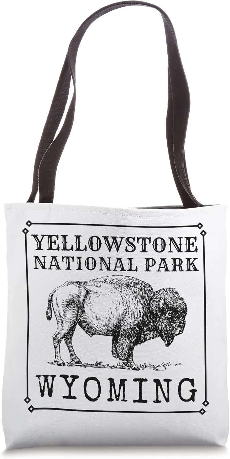 Yellowstone National Park Wyoming Buffalo Nature Hiking Tote Bag