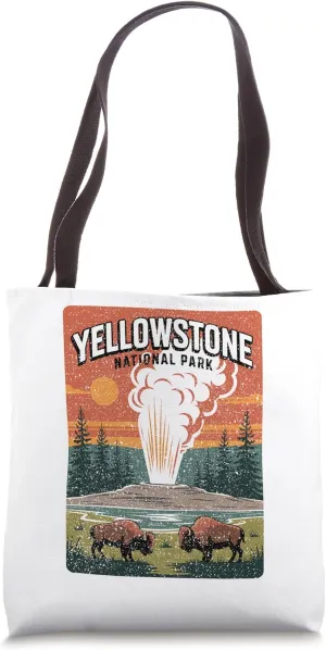 Yellowstone Park Camping Hiking Vintage Adventure Wildlife Tote Bag