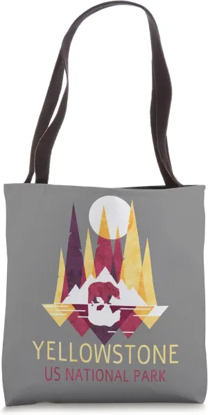 Yellowstone US National Park Wyoming Geometric Travel Hiking Tote Bag