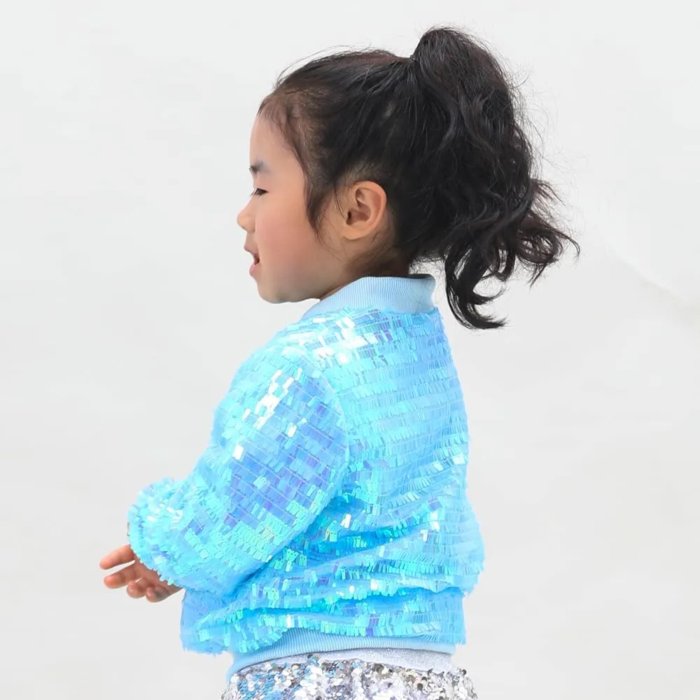 YIYI Girls Jackets Sequin Bomber Glitter Sparkly Varsity Kids Shiny Trendy Birthday Party Clothes Halloween Christmas