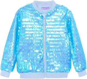 YIYI Girls Jackets Sequin Bomber Glitter Sparkly Varsity Kids Shiny Trendy Birthday Party Clothes Halloween Christmas