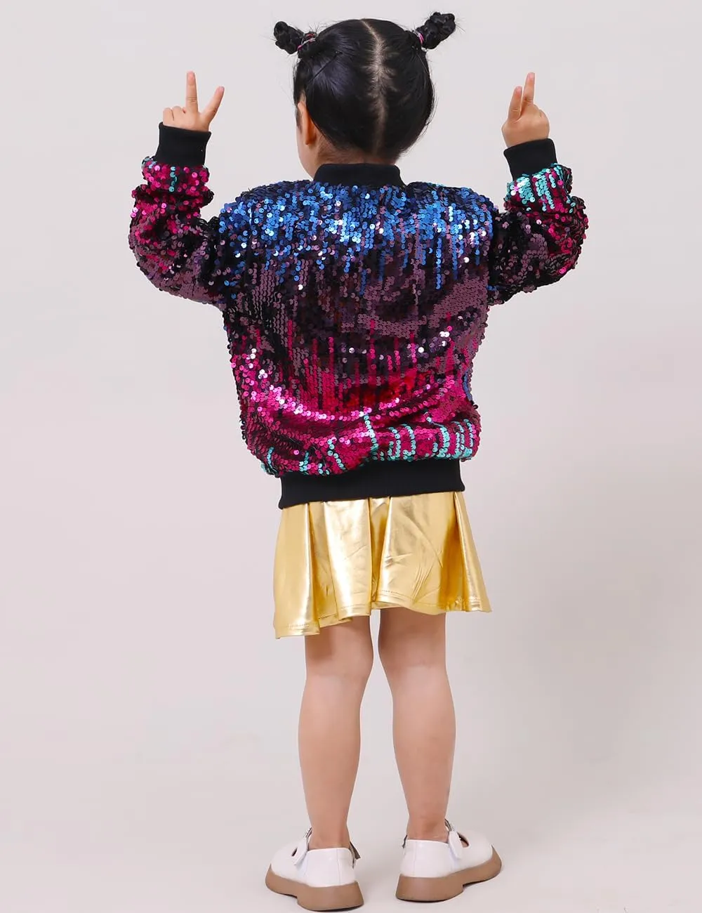 YIYI Sequin Jackets for Girls Kids Boys Glitter Sparkle Bomber Varsity Birthday Party Shiny Outwear Clothes
