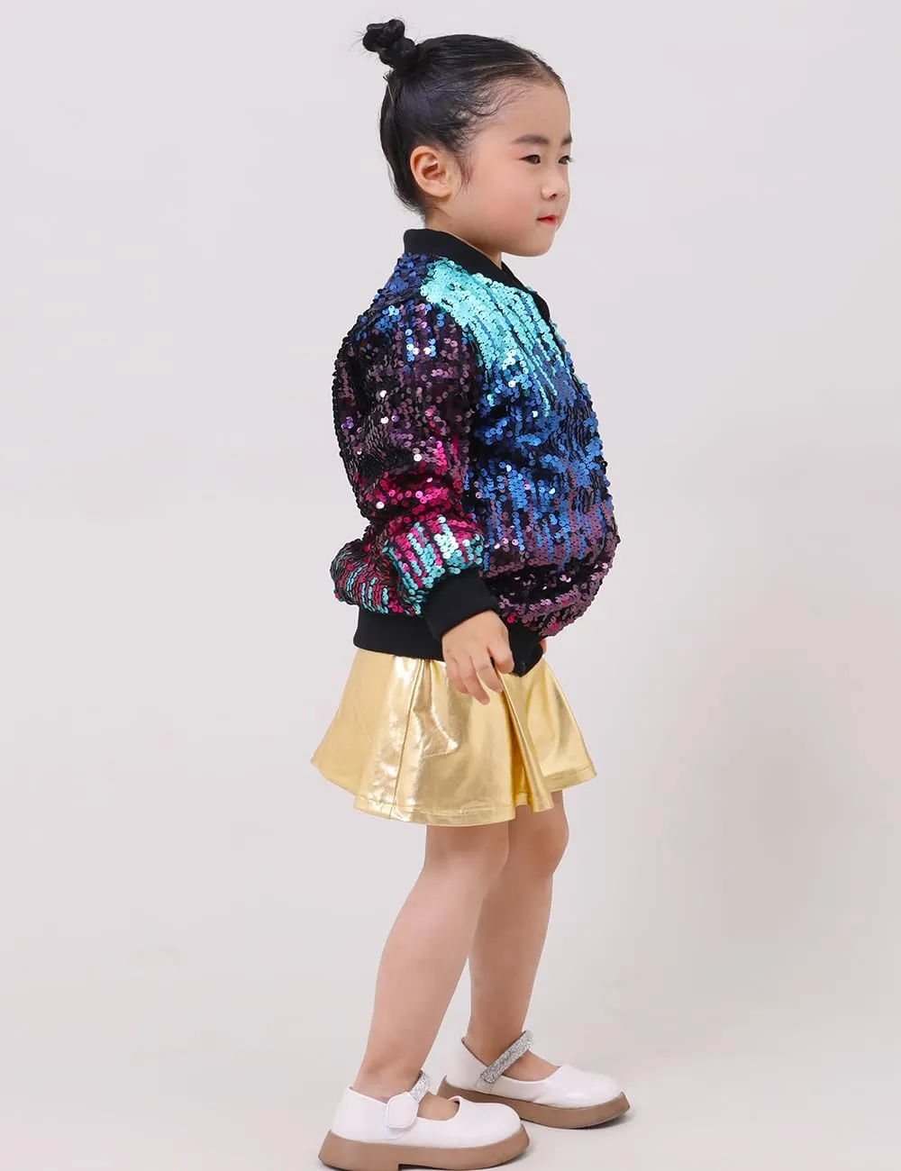 YIYI Sequin Jackets for Girls Kids Boys Glitter Sparkle Bomber Varsity Birthday Party Shiny Outwear Clothes