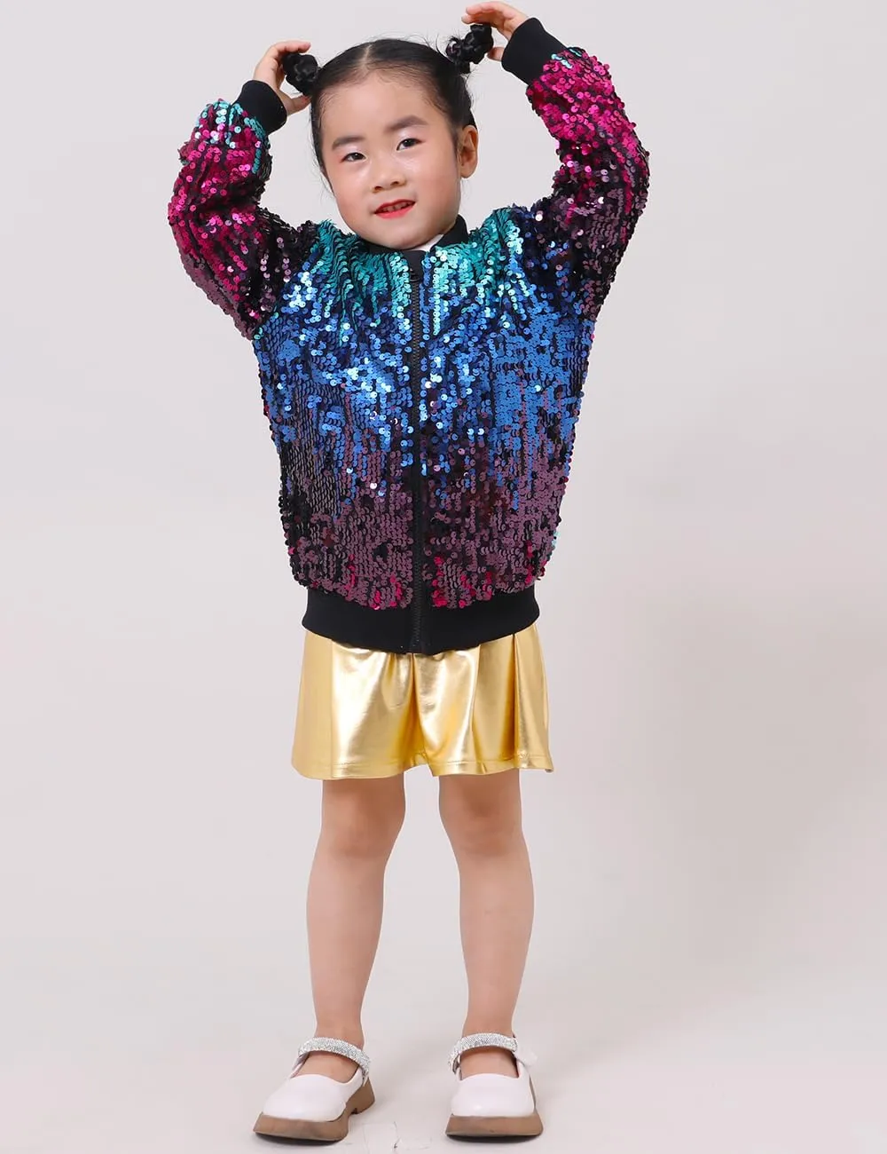 YIYI Sequin Jackets for Girls Kids Boys Glitter Sparkle Bomber Varsity Birthday Party Shiny Outwear Clothes