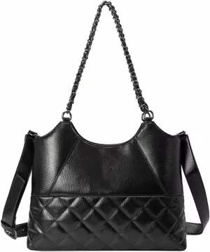 YXBQueen Women's Handbags Quilted Tote Bag for Women Handbags and Purses Black Purse Top Handle Ladies Shoulder Bags