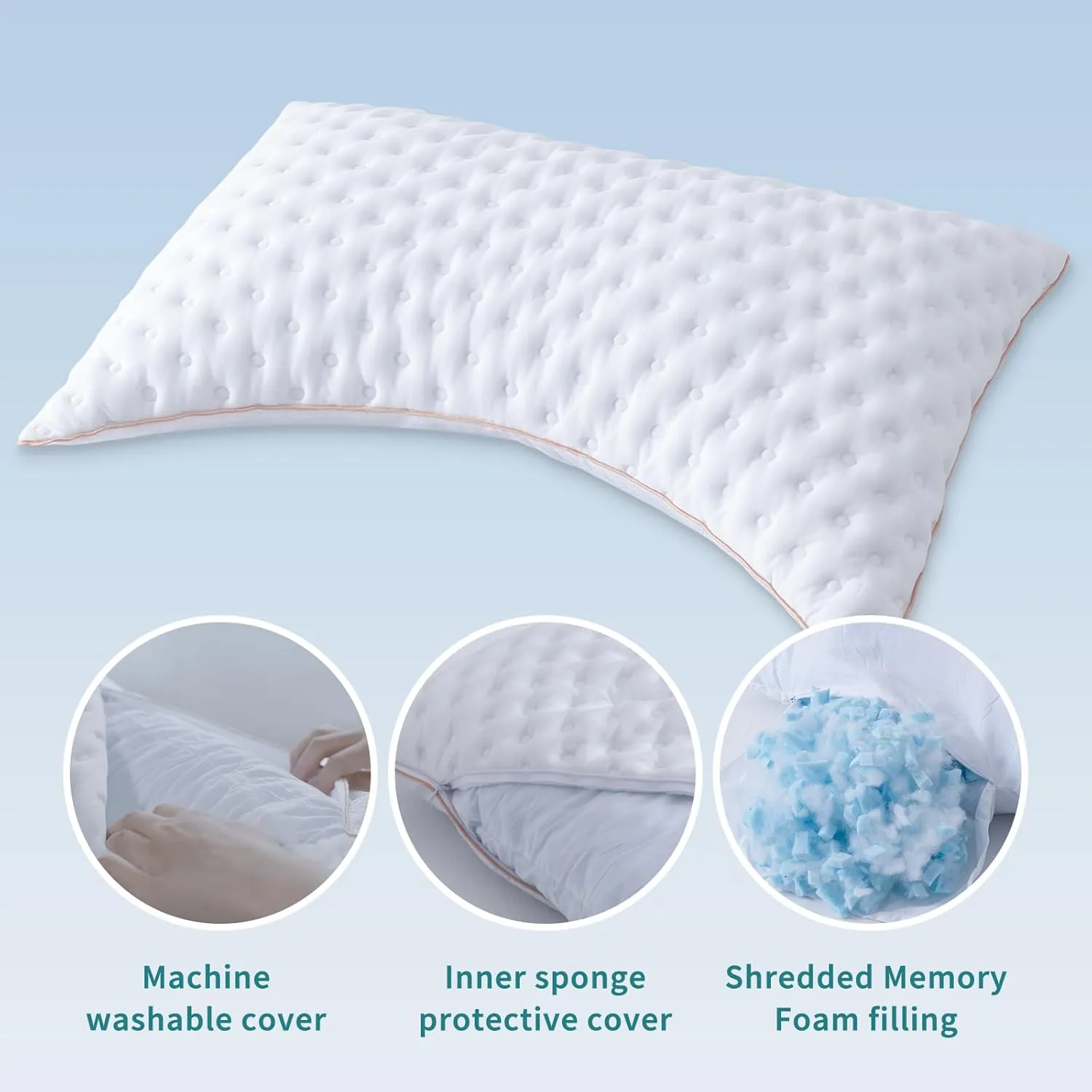 YZ HOME Camping Pillow for Side and Back Sleepers Travel Size Side Sleeper Pillow with Adjustable Memory Foam Filling for Neck and Shoulder Pain - Additional Storage Bag Included,White