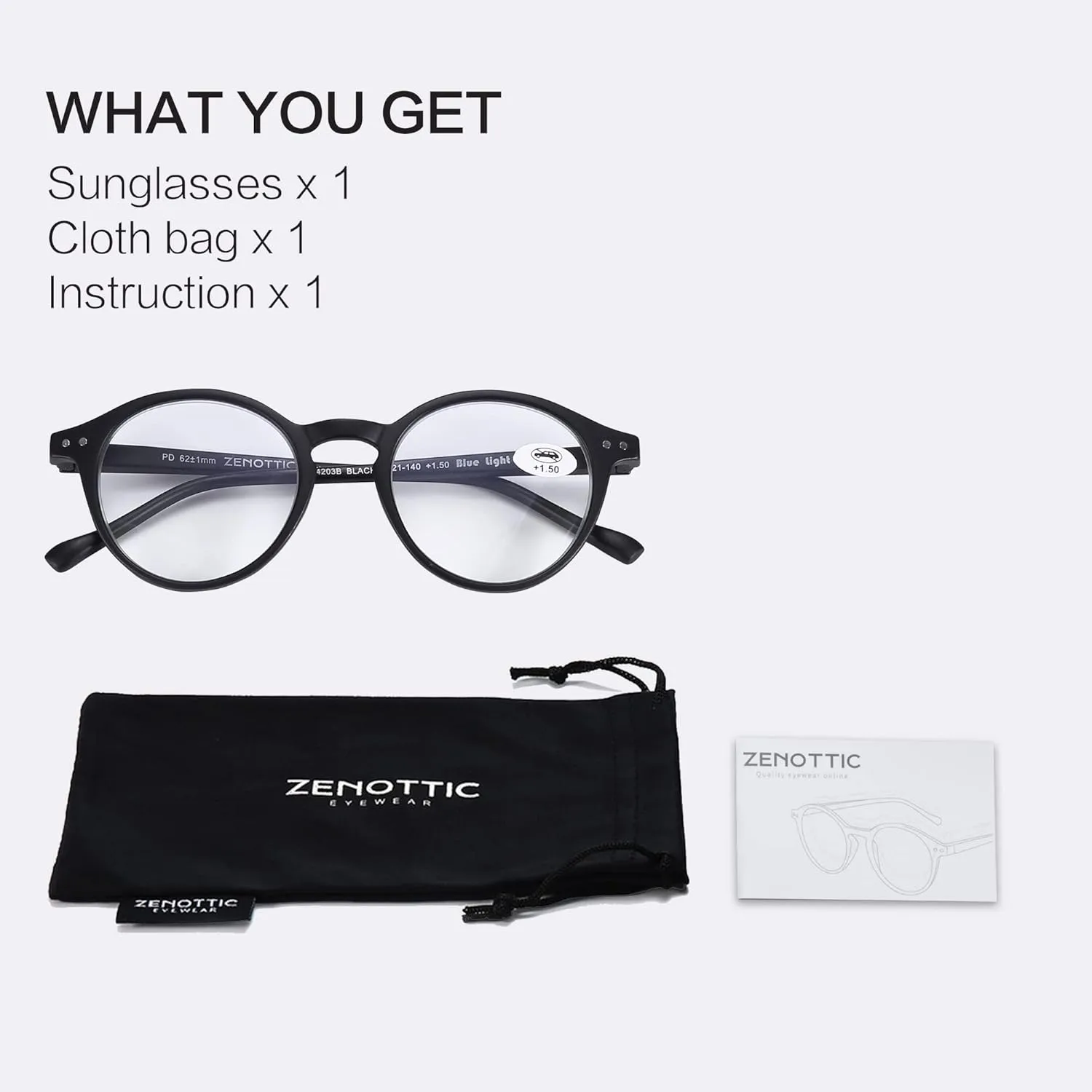 ZENOTTIC Reading Glasses Blue Light Blocking Round Glasses for Men Women Magnification 0.0 1.0 1.5 2.0 2.5 3.0 3.5