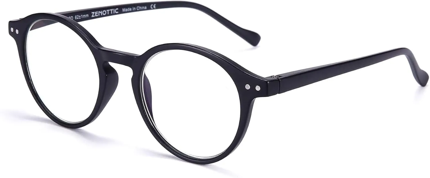 ZENOTTIC Reading Glasses Blue Light Blocking Round Glasses for Men Women Magnification 0.0 1.0 1.5 2.0 2.5 3.0 3.5