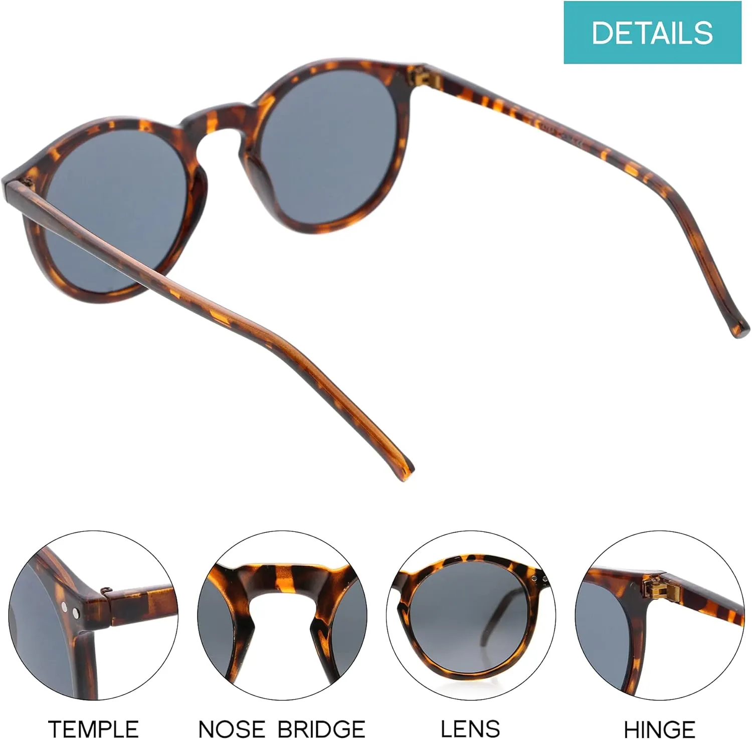 zeroUV - Vintage Retro Horn Rimmed Round Circle Sunglasses with P3 Keyhole Bridge