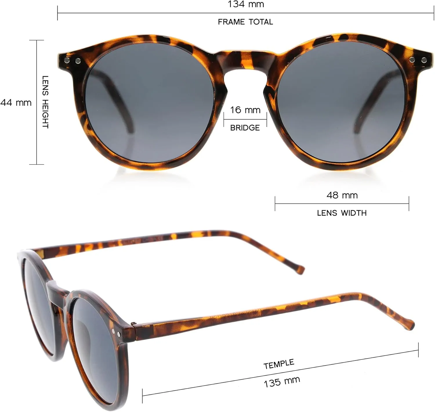 zeroUV - Vintage Retro Horn Rimmed Round Circle Sunglasses with P3 Keyhole Bridge