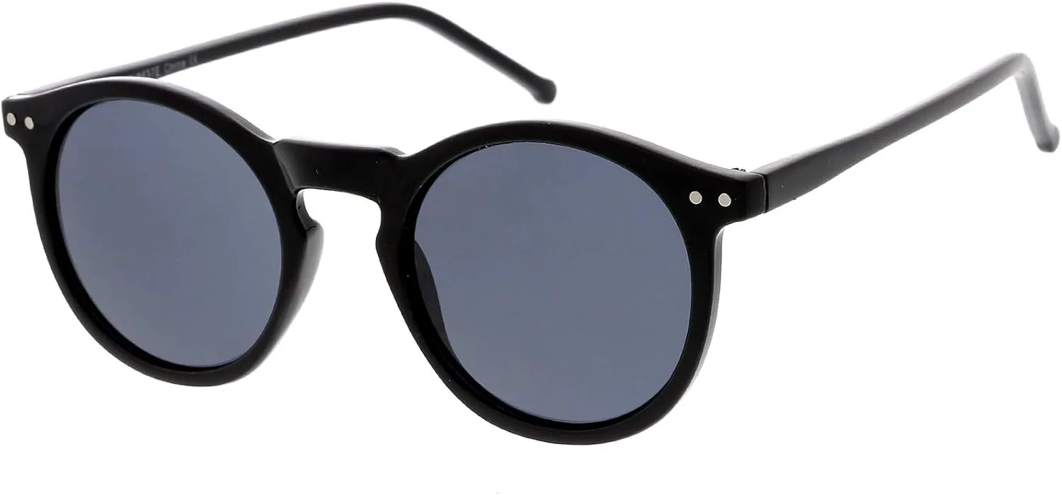 zeroUV - Vintage Retro Horn Rimmed Round Circle Sunglasses with P3 Keyhole Bridge