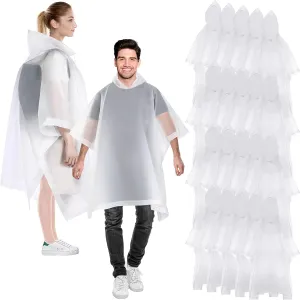 Zhehao 20 Pcs Rain Ponchos for Adult Reusable Waterproof Plastic Rain Coat
