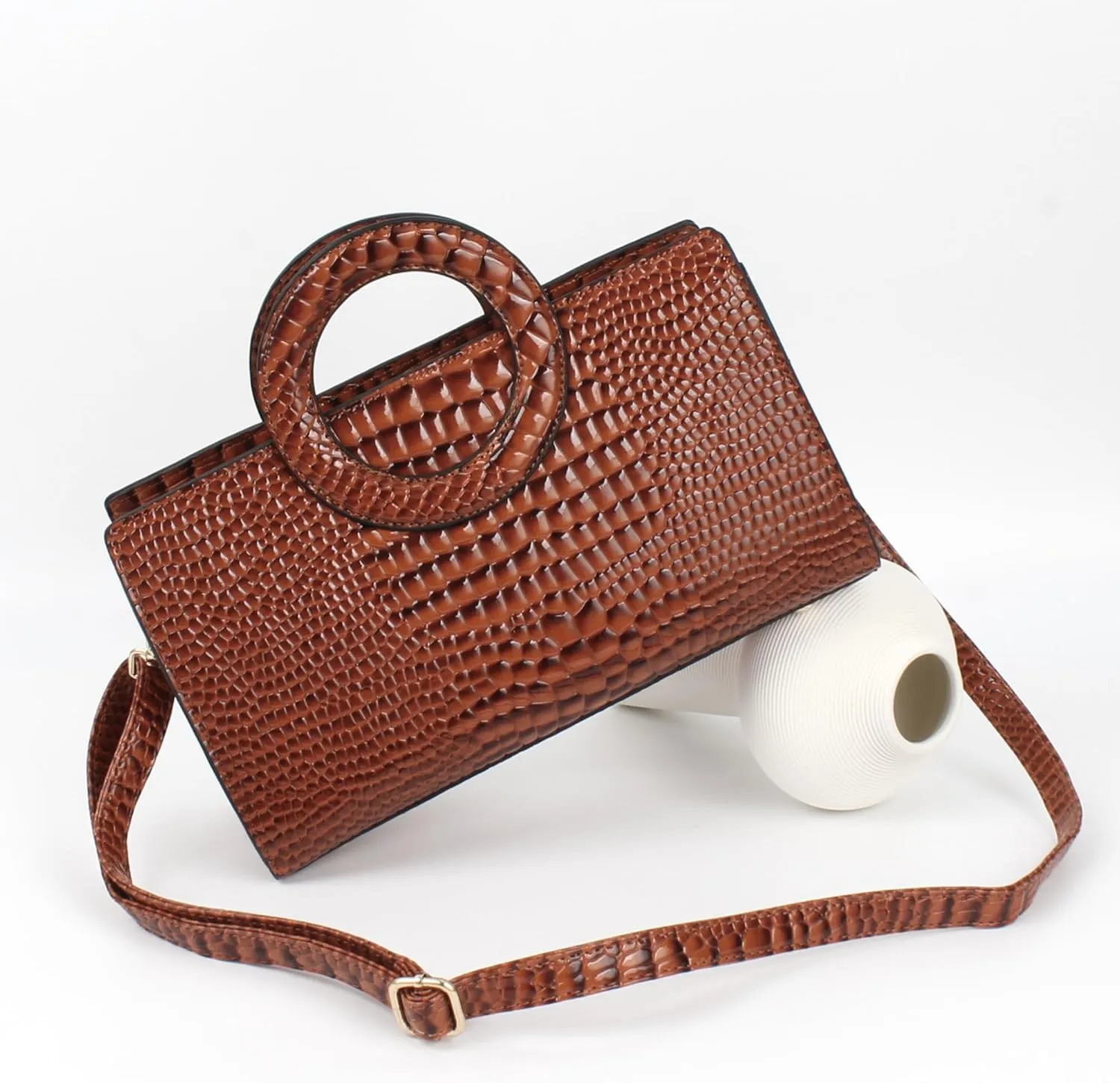 ZLMBAGUS Women Vintage Flap Tote Top Handle Satchel Handbags PU Leather Clutch Purse Shoulder Bag