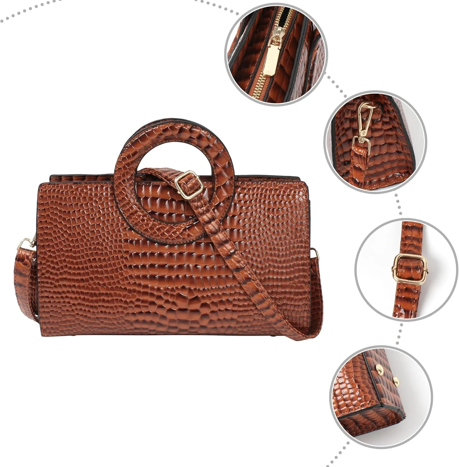 ZLMBAGUS Women Vintage Flap Tote Top Handle Satchel Handbags PU Leather Clutch Purse Shoulder Bag