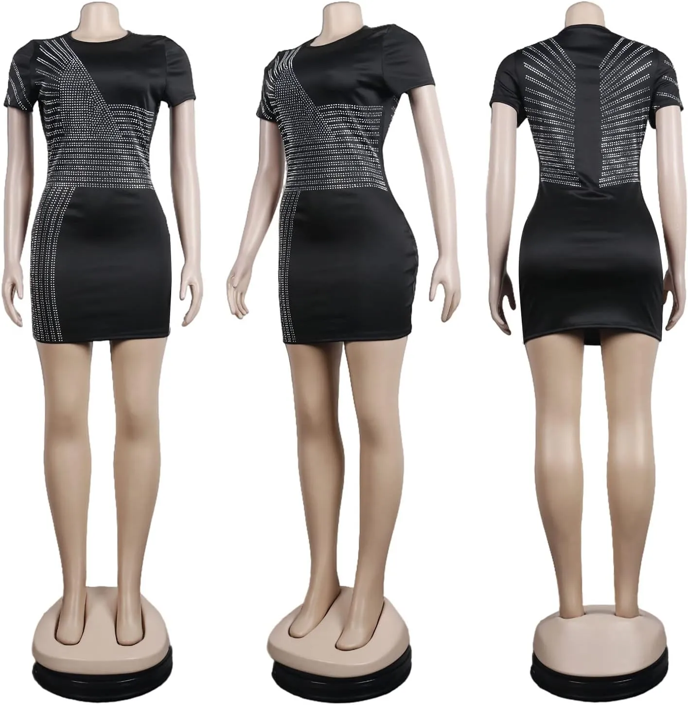 Zoctuo Women's Sexy Elegant Rhinestone Sheer Mesh Bodycon Dresses Party Club Night Outfit Hot Drilling Gowns