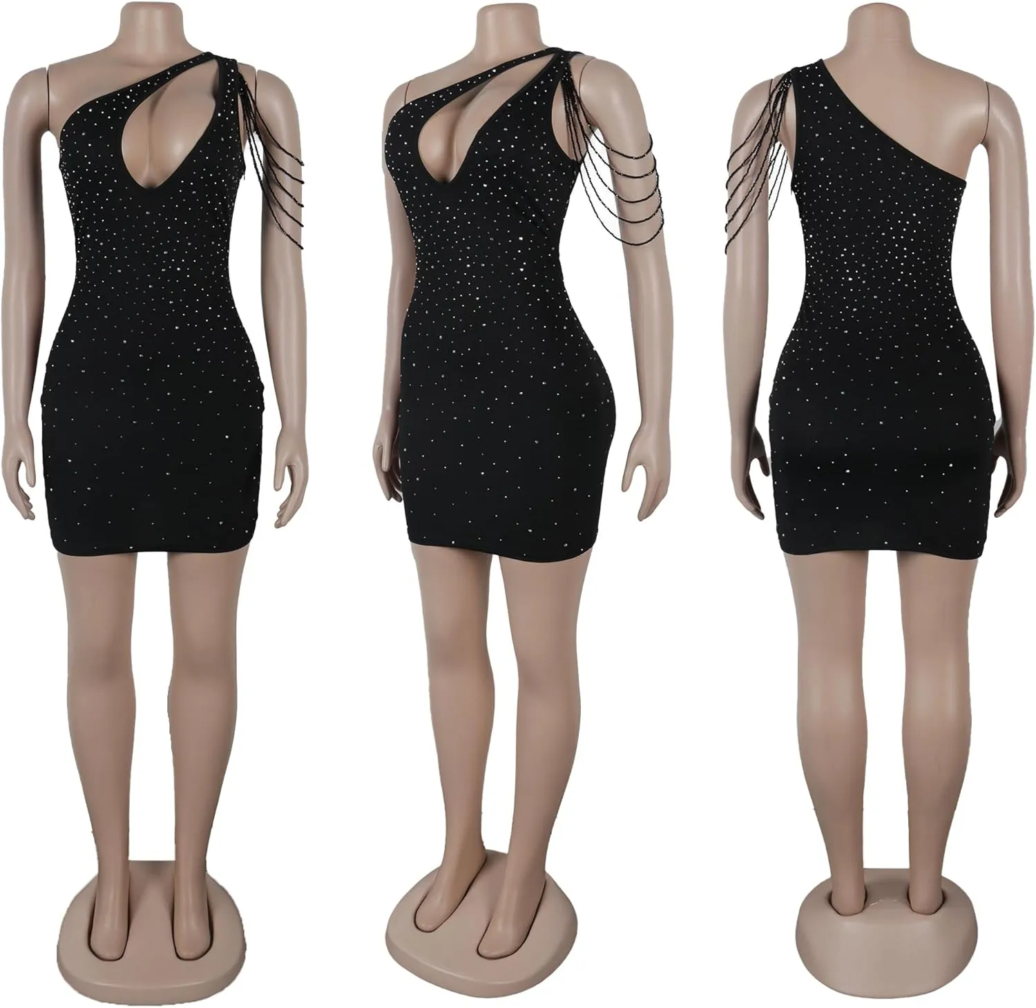 Zoctuo Women's Sexy Elegant Rhinestone Sheer Mesh Bodycon Dresses Party Club Night Outfit Hot Drilling Gowns