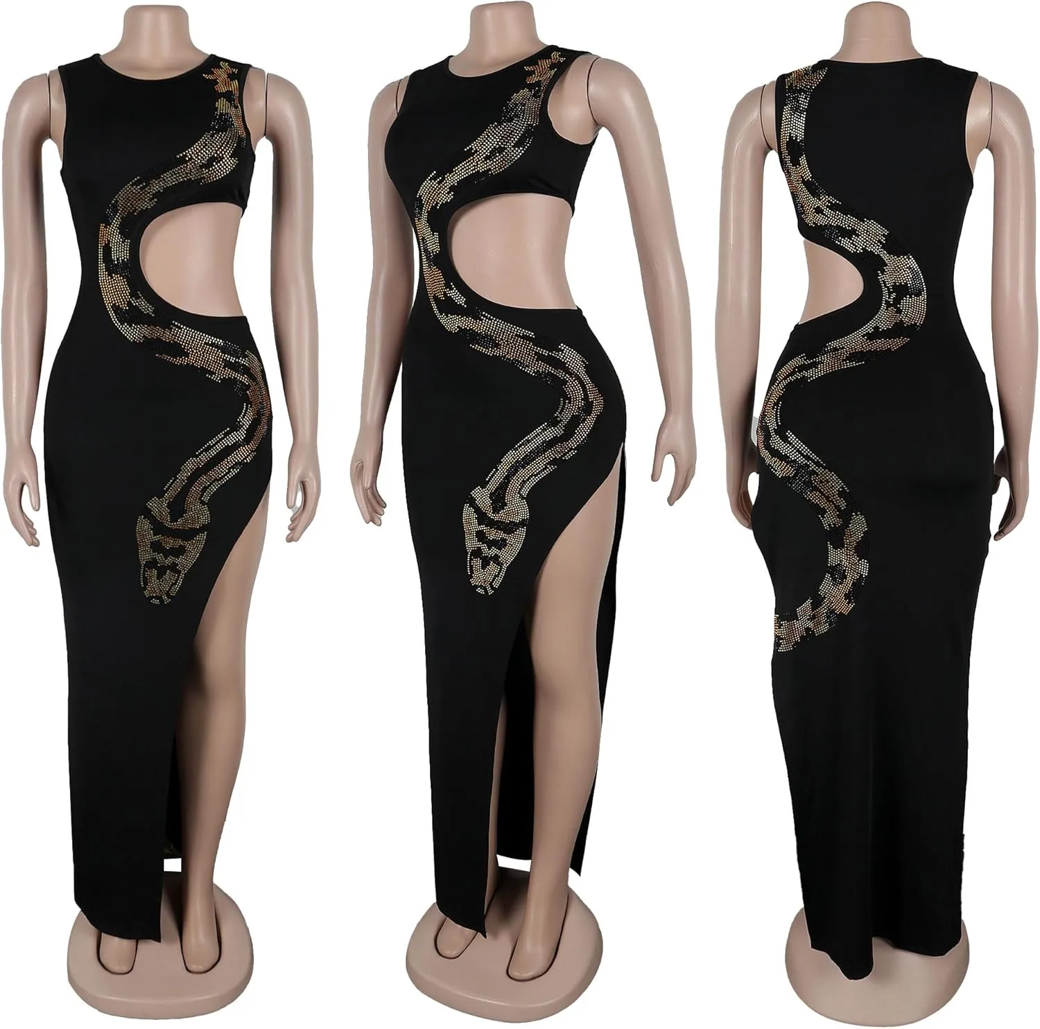 Zoctuo Women's Sexy Elegant Rhinestone Sheer Mesh Bodycon Dresses Party Club Night Outfit Hot Drilling Gowns