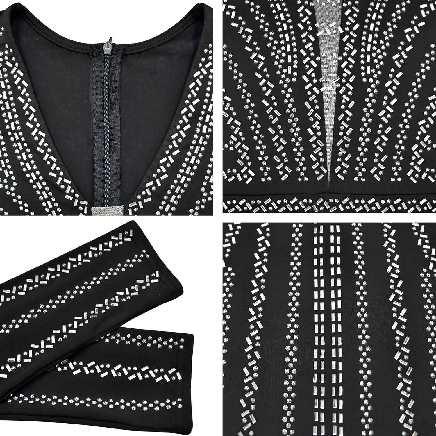 Zoctuo Women's Sexy Elegant Rhinestone Sheer Mesh Bodycon Dresses Party Club Night Outfit Hot Drilling Gowns